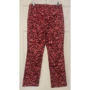 SIGRID OLSEN Pants Size 8 Pink Red Geometric Dot Print Straight Leg Trousers